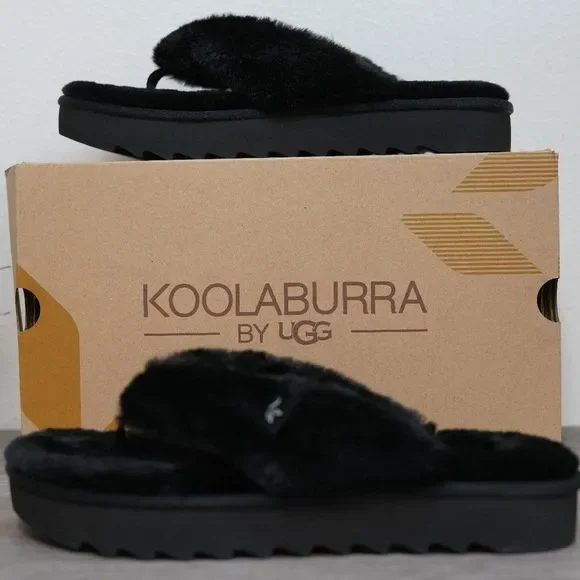 Koolaburra by UGG Furr-ee Women's Slipper Sandals - Black (Various Size) - Picture 1 of 6